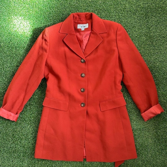 Vntg LeSuit Orange Blazer Jacket Office Business Corpgore - Picture 1 of 8